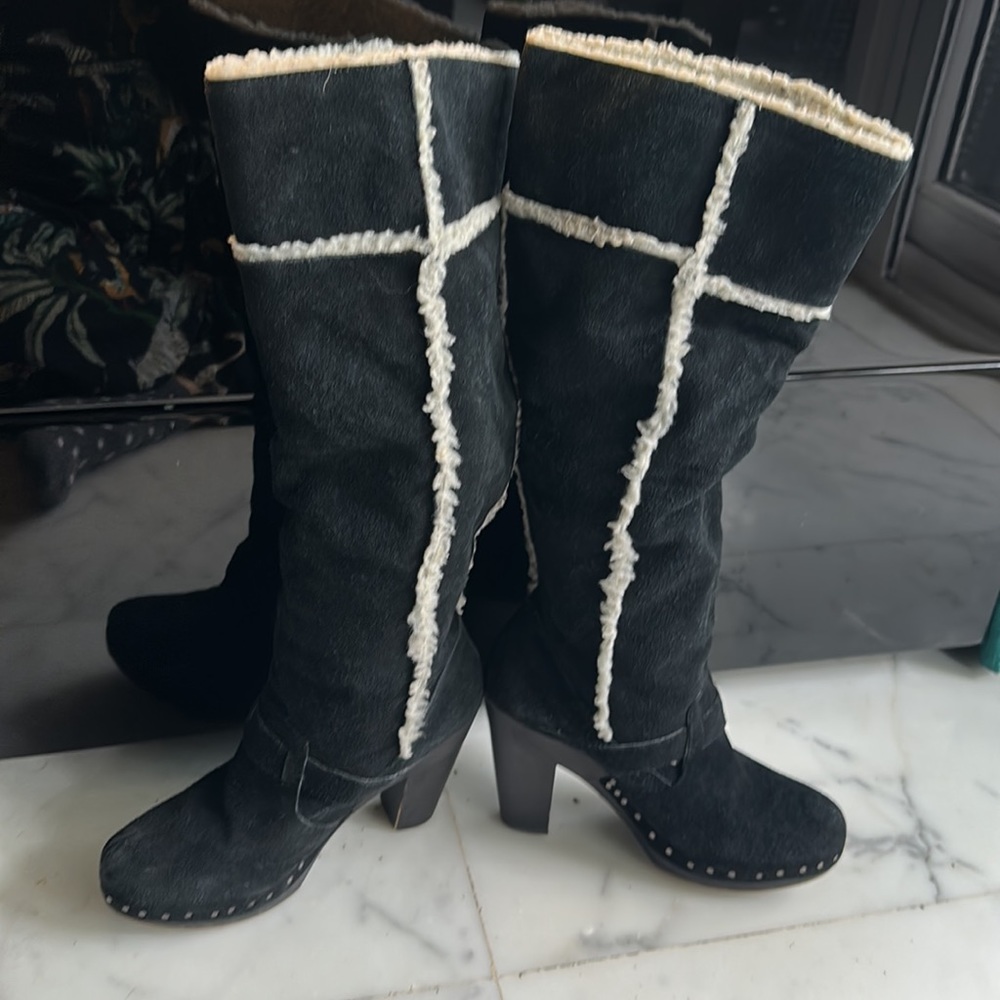 Nine West Vintage America distressed Suede & fleece Knee high boots! Size UK 4! - Picture 13 of 16